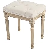 Yusong Vanity Stool Upholstered Bench Seat for Makeup Room, Vintage Small Bedroom Bench Dining Bench with Tufted Fabric for L