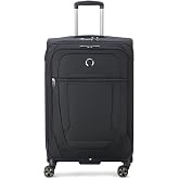 DELSEY PARIS Helium DLX, 25 Inch Checked-Medium Softside Luggage, Black | Expandable Suitcase, Lightweight and Durable DuraTec fabric, Dual Density Double-spinner Wheels, TSA Lock