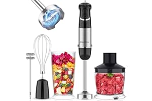 Immersion Blender Handheld for Kitchen,Emulsion Blender Handheld,12 Speed Electric Hand Mixer with BPA Free Attachments:Chopp