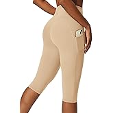IUGA Capri Leggings for Women with Pockets Women's High Waisted Knee Length Capris Compression Yoga Pants Workout Leggings