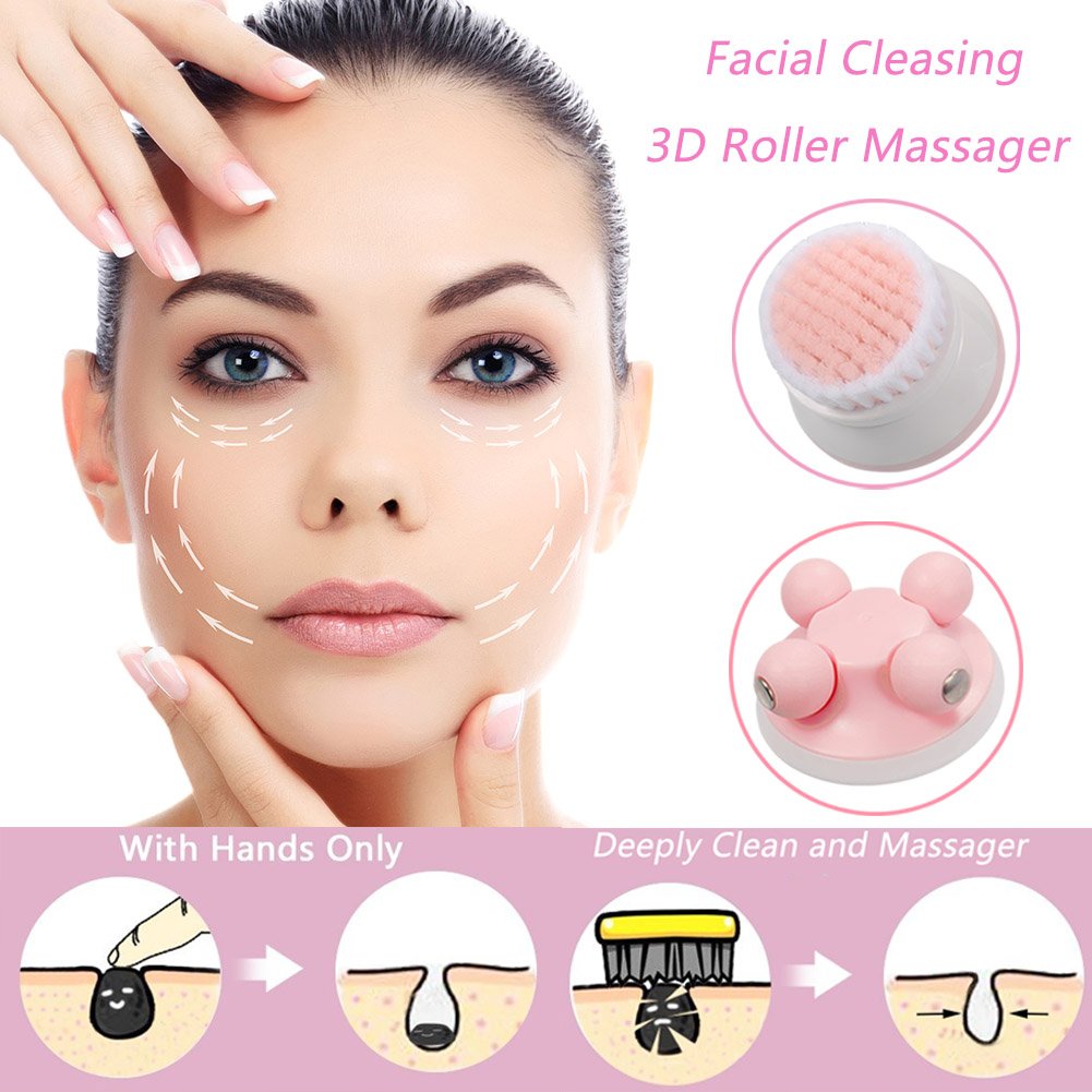 Ladies Electric Shaver Cordless Electric Razor 3 in 1 USB Rechargeable Waterproof for Women Arm Underarm Bikini Line Legs Bikini Trimmer and Facial Cleasing and 3D Roller Massager,Wet/Dry Razor Set