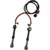 Double Propane Forge Burners with Gas Hose and Regulator for Blacksmith Knife Making Gas Furnace Burner, High Pressure Cast-Iron Burner Head, Burner Assembly Flame Control System, Replacement