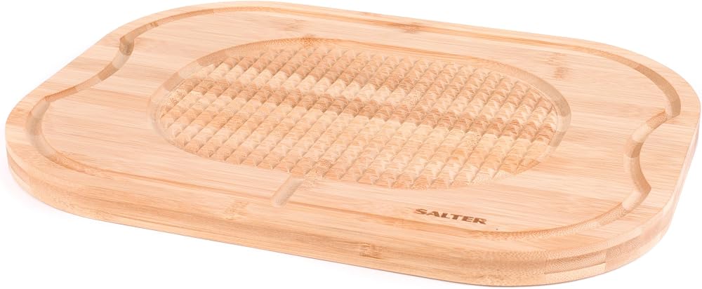 Salter Bamboo Chopping Board 40x30cm Carving Surface Meat Rest Textured Spikes