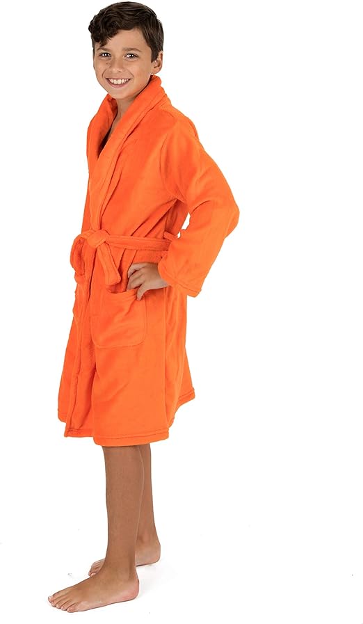 Leveret Kids Robe Boys Girls Shawl Collar Fleece Sleep Robe