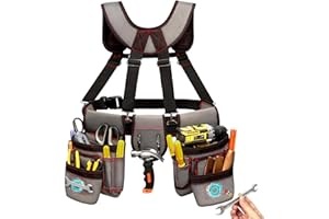 ELECROW Tool Belt for Men, Professional Tool Belts with Suspenders, Magnetic Tool Pouch, Adjustable Utility Belt Tools Organizer, Heavy Duty Construction Work Bags Tool Pouch for Electrician, Carpenter