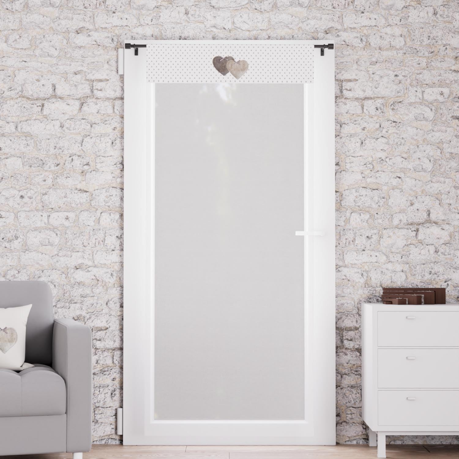 Soleil d'ocre Brochen Vice Even though cotton 70 x 200 cm love grey