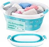 LIVIVO 17L Collapsible Laundry Basket with Handles Turquoise