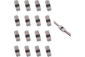 BRIGHTFOUR Low Voltage Wire Connectors, Solderless Small Gauge Wire Connectors, No Wire Stripping Cutting 2 Way 2 Pin Led Connector, Quick Wire Splice Connector for LED Strip, Automotive, Fits 24-20 AWG 16 Pack