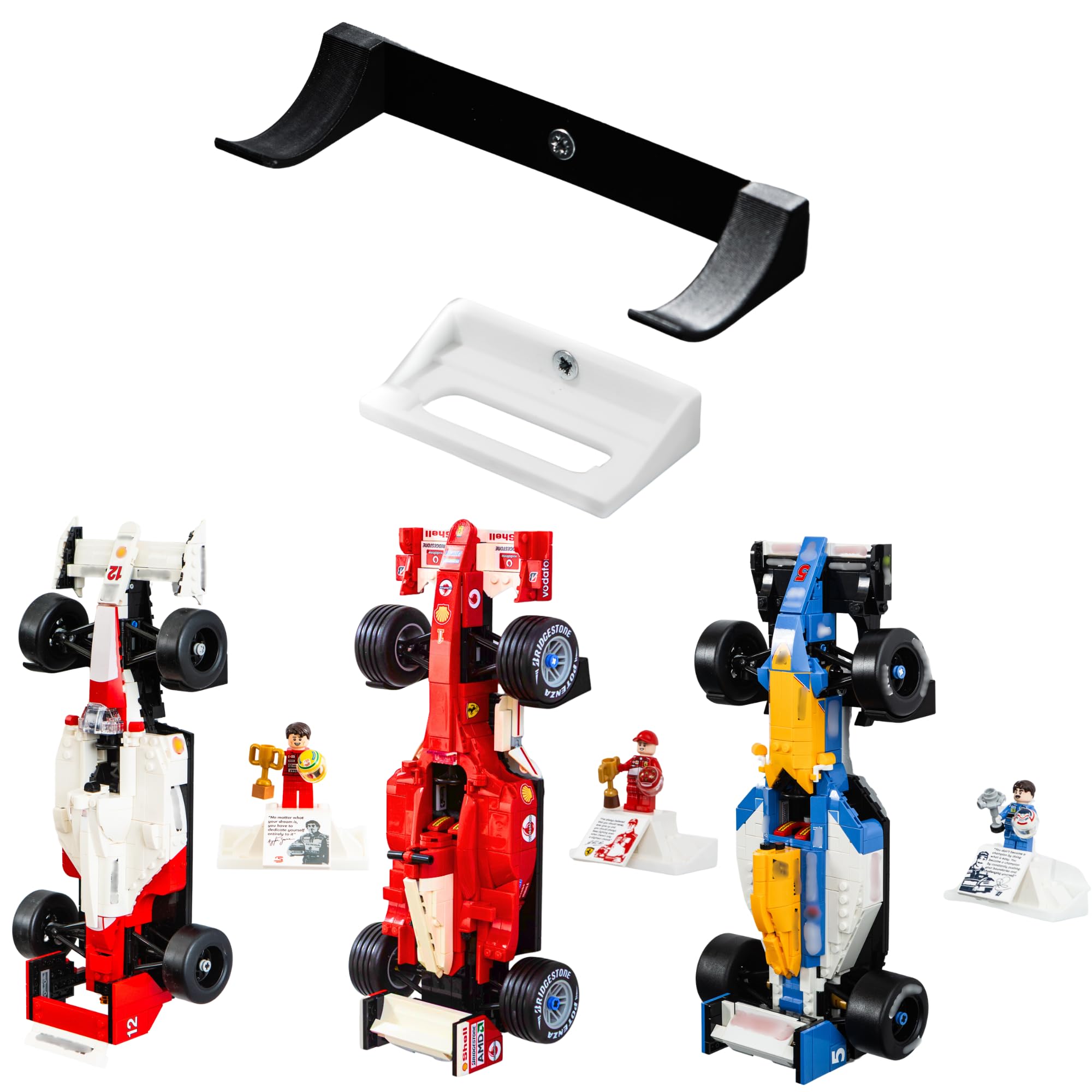 Brickify Wall Mount Compatible with LEGO Icons F1 Cars - Compatible With McLaren MP4/4 & Williams FW14B - Ayrton Senna & Nigel Mansell - Models not included