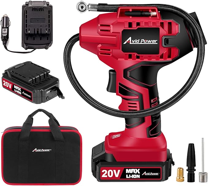 Avid Power Cordless Tire Inflator Kit Bundle with One Extra