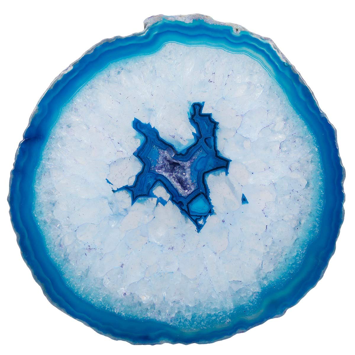 mookaitedecor Polished Natural Geode Agate Plates Table Coaster Set (2 Pieces), Decorative Stone Coasters for Glass, Cups, Vases, Candles, Serving Plates Name Cards for Wedding