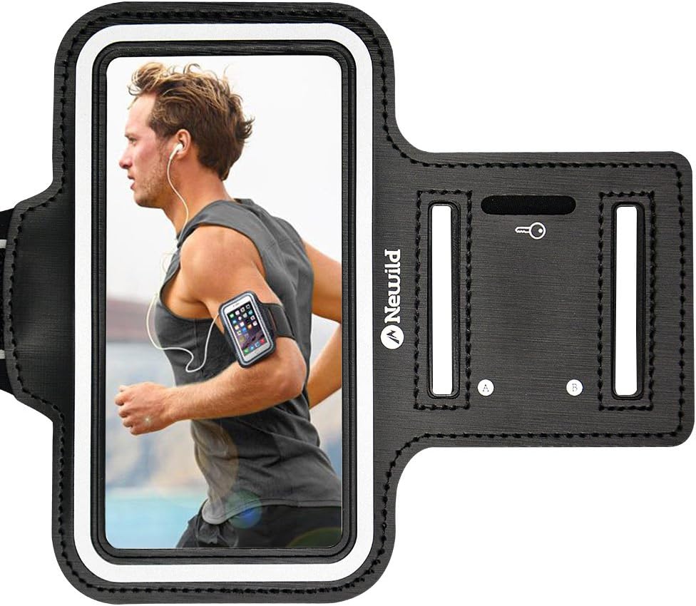 Armband For iPhone 7 Plus/6 Plus/6S Plus, Newild Water Resistant Sports with Key and Card Holder for 5.5 Inch,Galaxy S6/S5,Note 4. Durable Adjustable,Reflective Stripes for Safety During Night Running