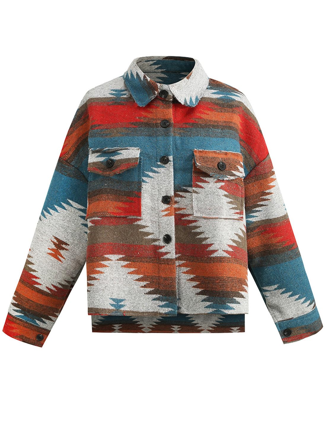 Aztec Print Button Down Long Shacket Coat