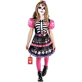 Morph, Day Of The Dead Costume, Halloween Costume | Ruffled Skirt with Sugar Skull Heart Motif, Rose Waist Trim Included, Perfect for Halloween, Great for Dress-Up
