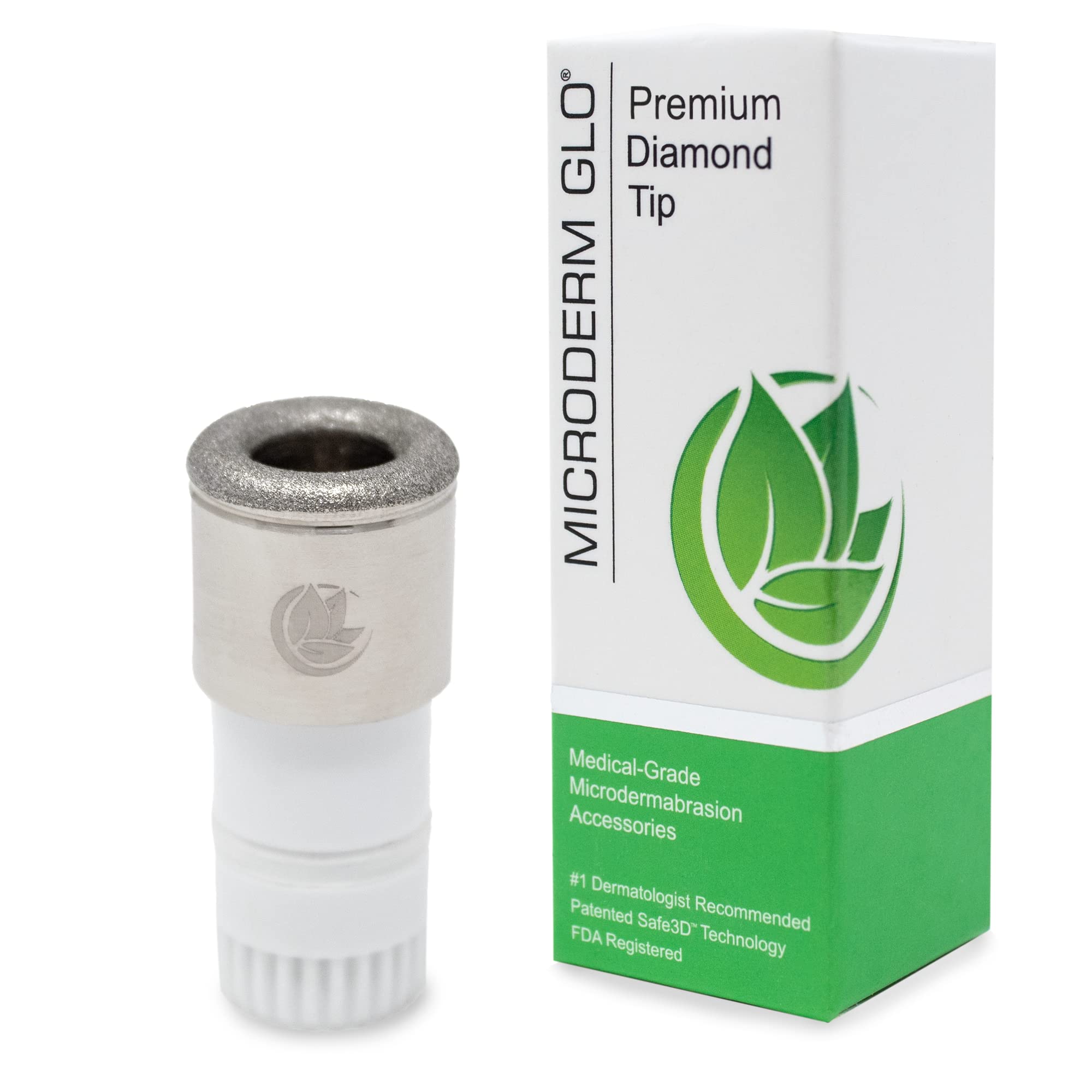 Microderm GLO Premium Diamond Microdermabrasion Tips by Microderm GLO - Medical Grade Stainless Steel Accessories, Patented Safe3D Technology, FDA Approved, Safe for All Skin Types (Premium)