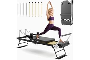 Buytime Pilates Reformer, Foldable Reformer Pilates Machine with Dual Resistance - Springs and Cord, Pilates Machine for Advanced and Beginners Users, Up to 300 lbs Weight Capacity, Black