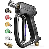 Short Pressure Washer Gun, High Pressure Washer Gun 4500 PSI M22-14mm & 3/8" Connect Car Accessories Car Washing Gun Car Detailing Kit with 5 Spray Nozzle, 1/4" Quick Connector Coupler for Foam Cannon