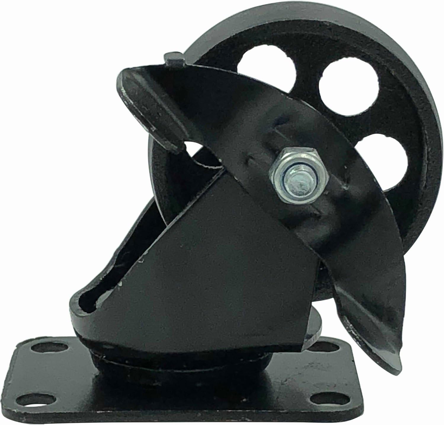 FactorDuty 4 All Black Metal Swivel Plate Caster Wheels w/Brake Lock Heavy Duty High-Gauge Steel (3" Combo): Industrial & Scientific