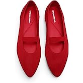 DREAM PAIRS Women's Knit Ballet Flats Pointed Toe Comfortable Dressy Flats for Work Office Shoes Mary Jane Flats