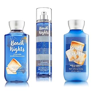 Bath Body Works Beach Nights Summer Marshmallow Mist Lotion And Shower Gel Trio Set