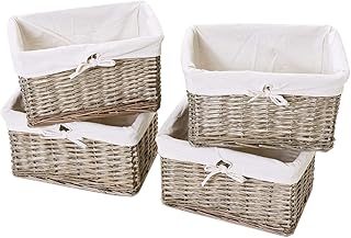Vivanno 4er Set Regalkorb Schrankkorb Korb Aufbewahrung aus Weide für Billy Regal Basko, 36 cm, Grau
