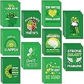 Dinifee 100 Pcs Mini Mental Health Notepads Small Memo Pad Notepads Bulk Mental Health Awareness Green Ribbon Pocket Notebooks, 10 Styles