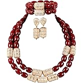 Africanbeads Two Layers Resin African Jewelry Set Dubai Gold Chunky Bridal Costume Necklace Set Gift Jewelry
