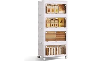 QudraKast 4-Tier Stackable Plastic Storage Bins - 37QT Stackable Storage Bins - Closet Organization and Storage, Suitable for Bedroom, Organization and Storage Boxes for Study, Toy Room, Office