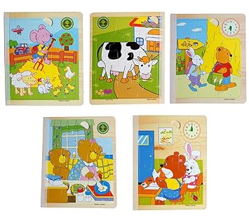 Hnt Kids Assorted Jigsaw Wooden Book Puzzle (6-in-1 & 67 Pieces) | Animal Themed | Early Educational Toys for Toddlers Kids 2 Years +
