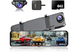 JOMISE G814 11" 4K+2.5K Rear View Mirror Camera — No WiFi/Bluetooth, Mirror Dash Cam Front and Rear, Pure Evidence Recorder, Dash Cam for Cars, 3X Zoom, 64GB Card Included