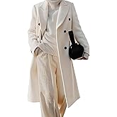 Kinghua Wool Coats for Women Fall Winter Dress Pea Coat Double Breasted Jackets Long Trench Coat Peacoat