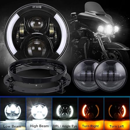 Amazon Dot承認 7インチ Led ヘッドライト 7インチ Led デイメーカー プロジェクター ヘッドランプ lm Cree Philips チップ ハーレーダビッドソン用 Sp Cl099 Fl8ge 30w Jp001 B ヘッドライト本体 車 バイク