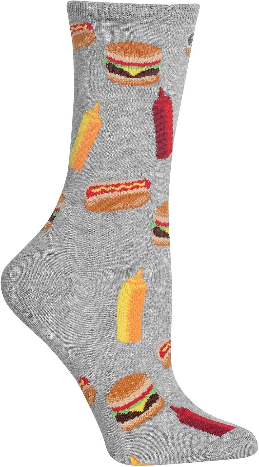Hot Sox BBQ Food Crew Socks, 1 Pair, Women's 4-10 Shoe