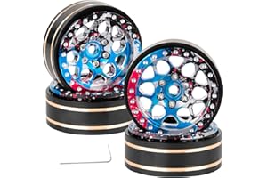 RCHuiWow RC 1.3 Beadlock Wheels for 1/18 1/24 RC Crawler Car TRX4M SCX24,1.3 RC Wheels Brass Coating Rings Alloy Rims for Trx4m Scx24,Colorful