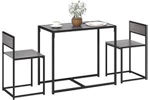 HOMCOM Dining Table Set for 2, Kitchen Table and Chairs for Small Space, Industrial Dining Set for Dining Room, Breakfast Noo
