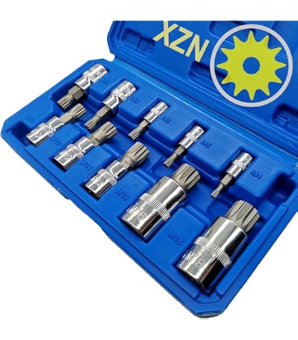 11pc XZN 12 Point Spline Socket Bit Set Hex Shank M5 M6 M8 M10 M12