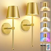 LIGHTESS Battery Operated Wall Sconce Set of Two with Touch and Remote Control, Dimmable Rechargeable Wall Lights for Living 