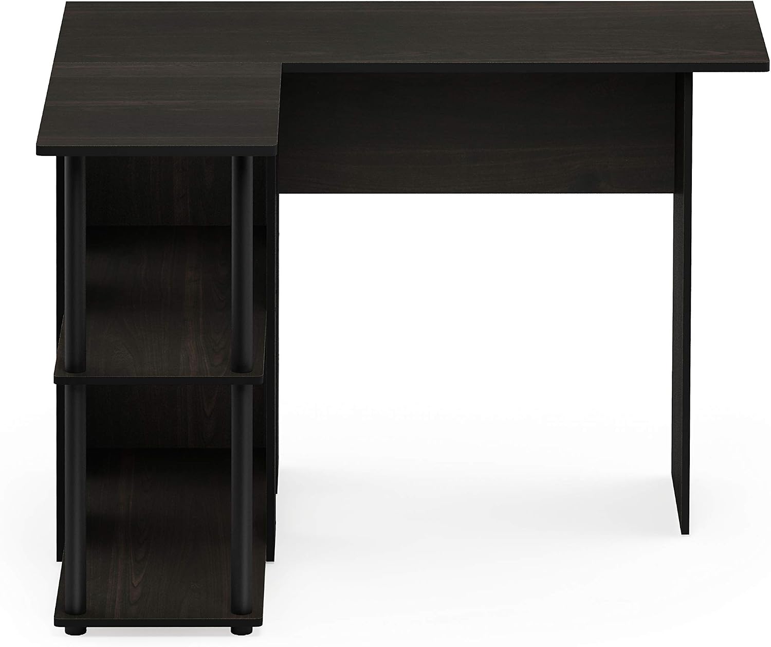 Furinno ABBOTT Desk, Gaming Desk with Bookshelf, L-Shape Computer Desk, Office Desk for Home Office Bedroom, Espresso - Image 4