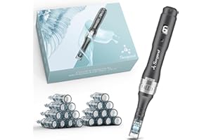 SERGAND Professional Cordless Microneedling Pen with 20 Replacement Cartridges - Adjustable Micro Needling Professional Microneedle Machine,6pcs 16pin+6pcs 36pin+6pcs 42pin+2pcs Nano.Black