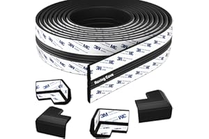 Roving Cove PreFit (Classic) Furniture Edge Corner Protector (Standard 15ft Edge 4 Corners), Baby Proofing Bumper Guards, Onyx Black, Pre-Taped, for Straight Smooth Surfaces