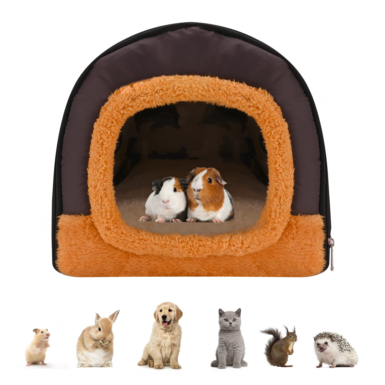 Guinea Pig Bed House Warm Hamster Rabbit Hideout Large Cave Cozy Hamster House with Removable Pad Soft Hideout Cage Winter Nest Accessories for Small Animal Pet Guinea Ferret Rats Hedgehog Chinchilla