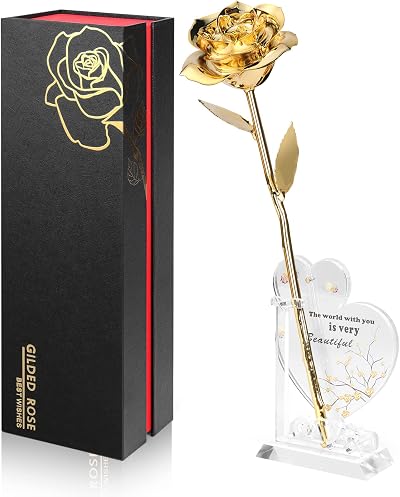 Ariceleo Gold Dipped Real 24K Gold Rose Gift for Women Romantic Birthday