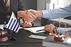 Uruguay Uruguayan Small Mini Desk Flag Set