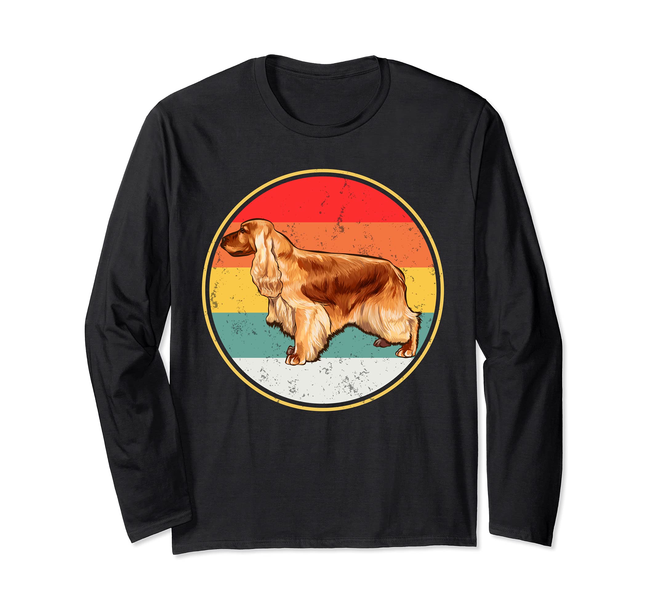 Vintage Retro Sunset English Cocker Spaniel Dog Long Sleeve T-Shirt