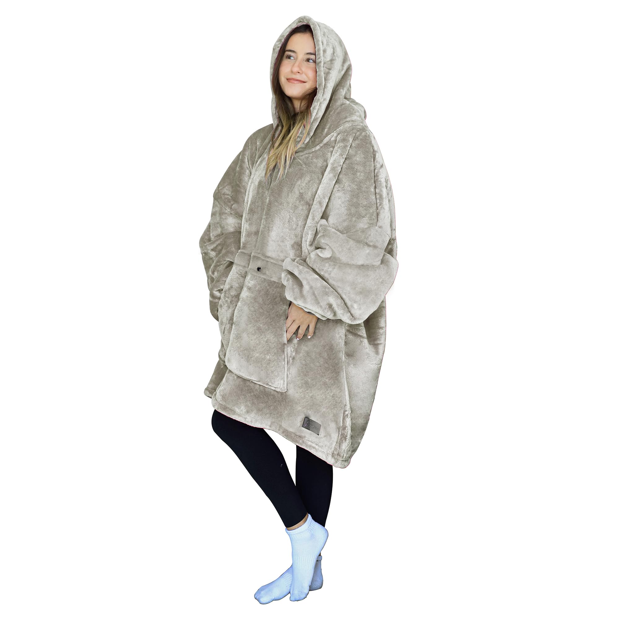 Tirrinia Oversized Blanket Hoodie, Wearable Fluffy Sherpa Blanket, Cozy Sweatshirt Blanket Gift for Adult Women Men Girlfriend Image