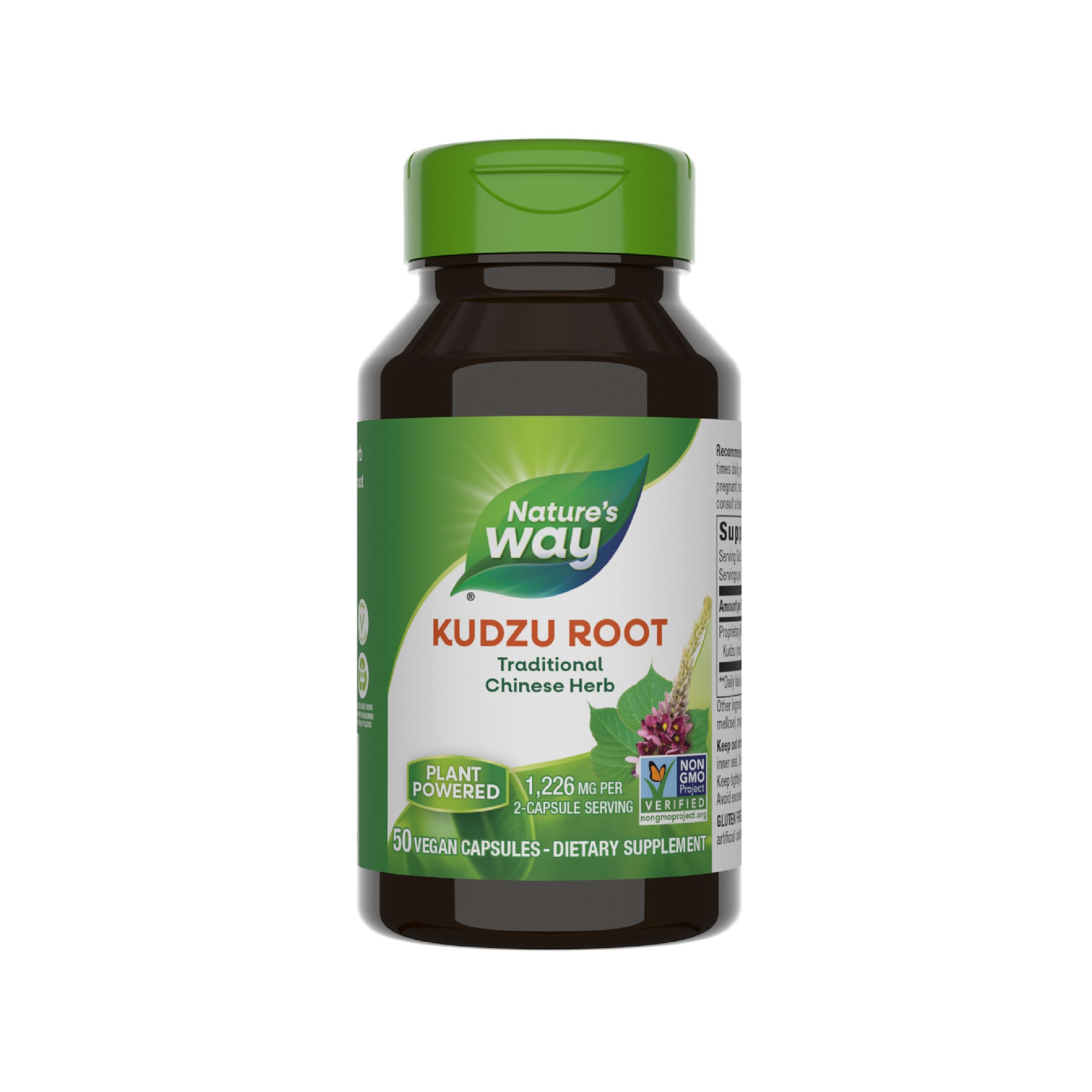 Nature's Way Kudzu Root, 1,226 mg per 2-Capsule Serving, Non-GMO Project Verified, 50 Vegan Capsules (Packaging May Vary)