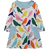 HILEELANG Toddler Girl Christmas Dress Long Sleeve Fall Winter Cotton Casual BasicTunic Shirt Dresses