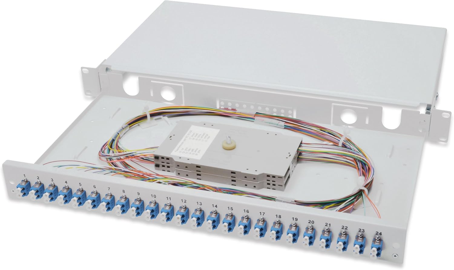 DIGITUS LWL Splice Box 24 Couplings - LC - OS2-1HE 19 Inch - Multi-Mode Duplex - With Splice Cassette - Rack Mounting