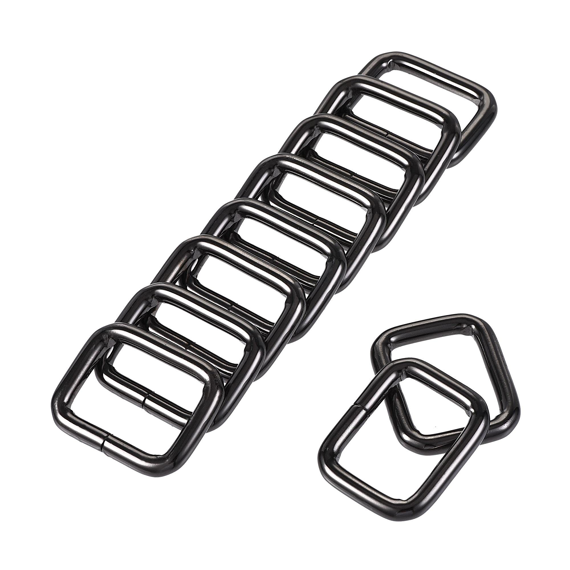 sourcing map Metal Rectangle Ring Buckles 26x19mm for Bags Belts DIY Black 10pcs