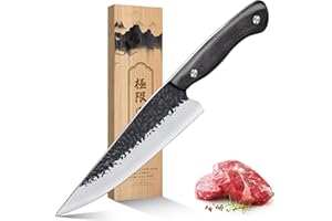 Purple Dragon Chef Knife Japanese Hand Forged Viking Knife for Meat Cutting - Ideal Kitchen Knife Made from a Single Piece of